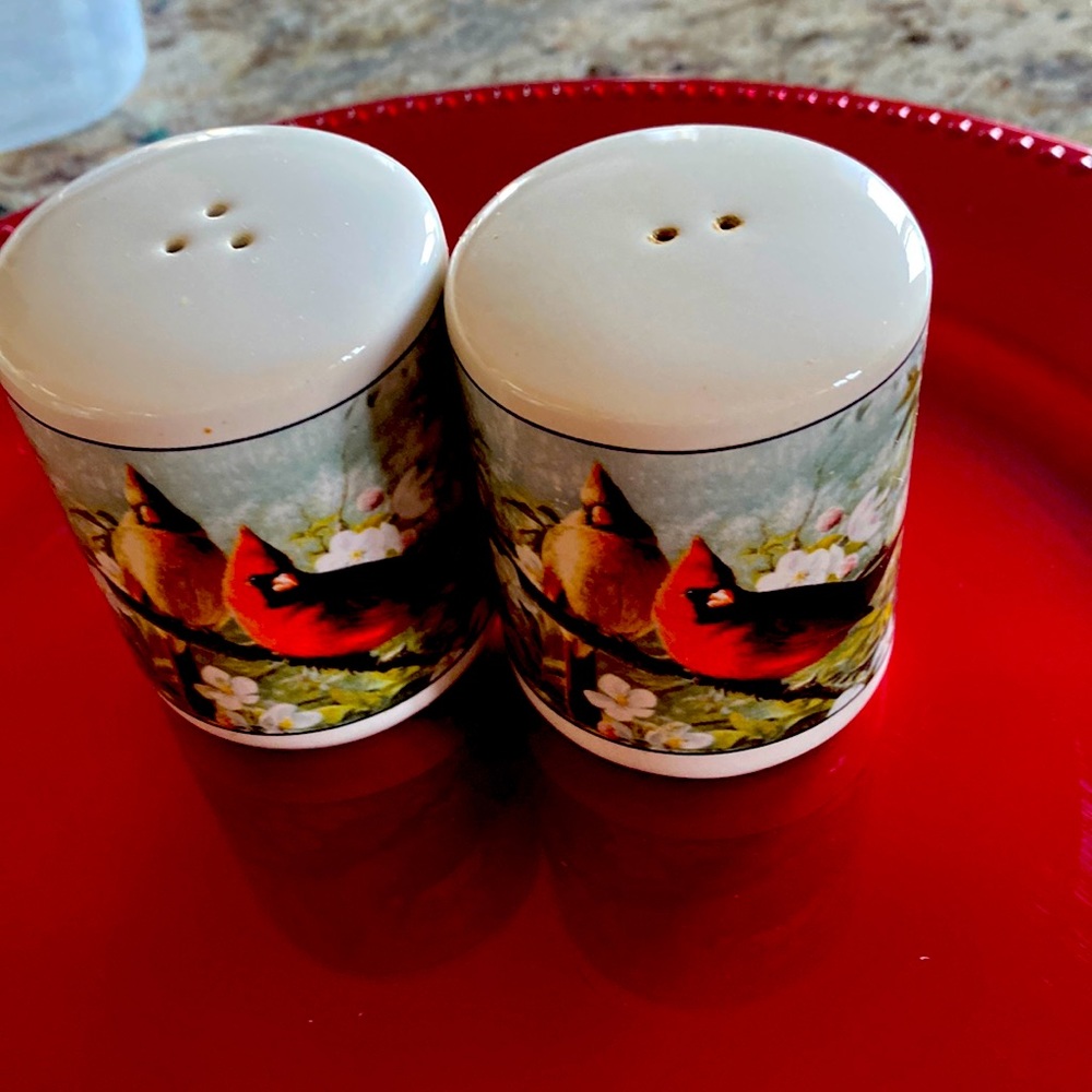 Replacement Vintage painted cardinal retro salt pepper shakers